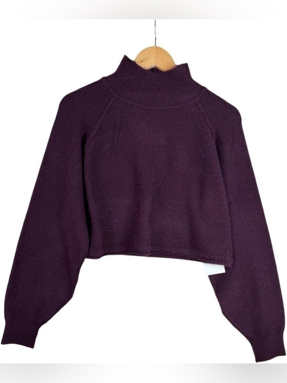 Arizona Cropped Mock Neck Sweater in Deep Plum